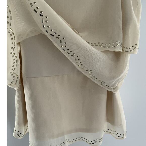 New York City Design Co. Top Women's Size Medium Sleeveless Strap Beaded Ruffles - Picture 5 of 6